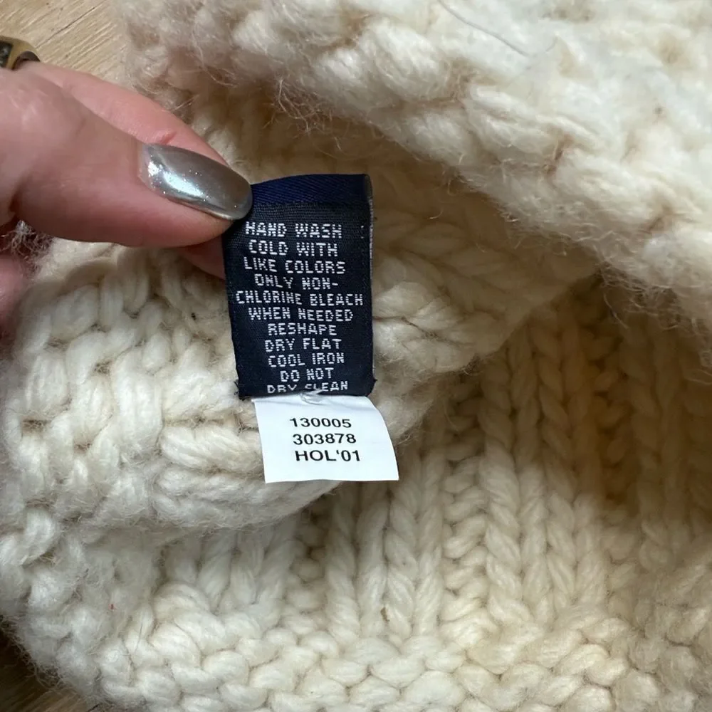 Y2K Vintage Gap Chunky Knot Wool Beanie with too tassel cream S / M